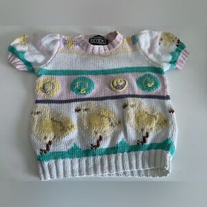 Berek Pastel VNG Girls Size 6 Knit Sweater Easter Hand Knit Short Sleeve